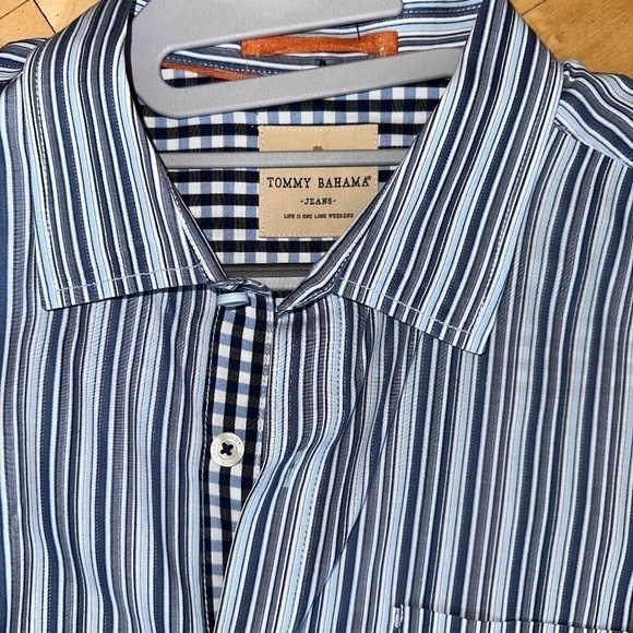 Tommy Bahama Jeans Striped/checked Island shirt, XL - Picture 4 of 7